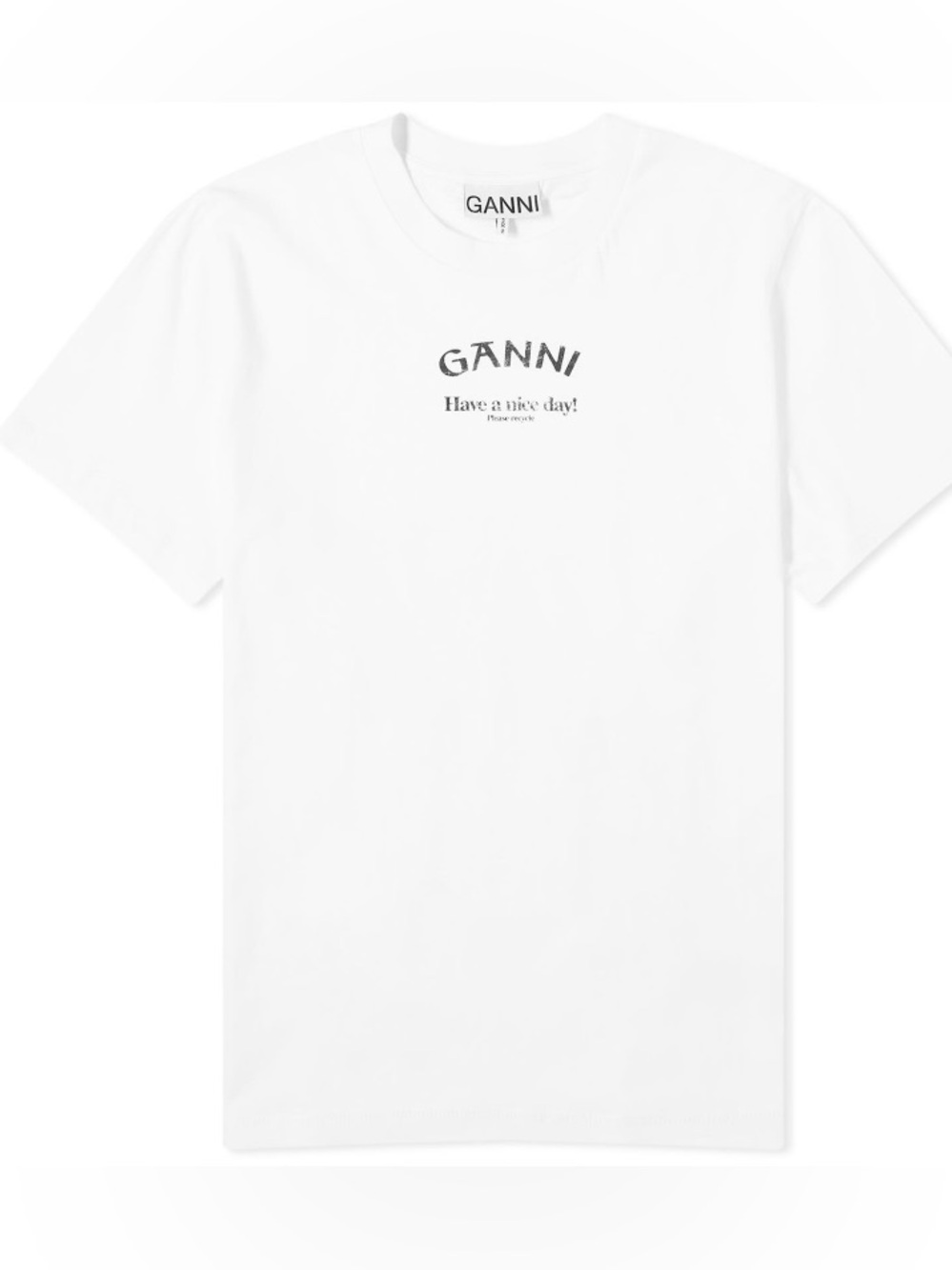 Ganni White Short-Sleeve Graphic Logo Tee